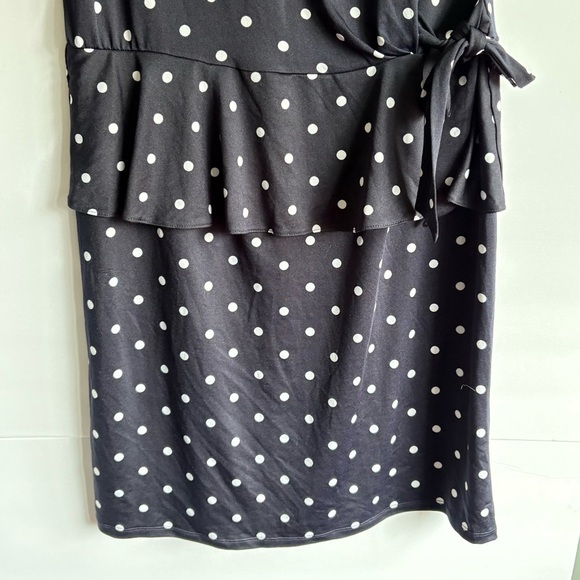 Polka Dot Navy Peplum Dress XL - Picture 5 of 7